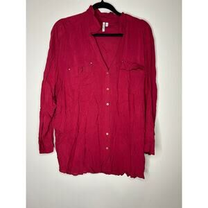 Women’s size 2X grand & Greene red button up blouse dressy shirt 2XL